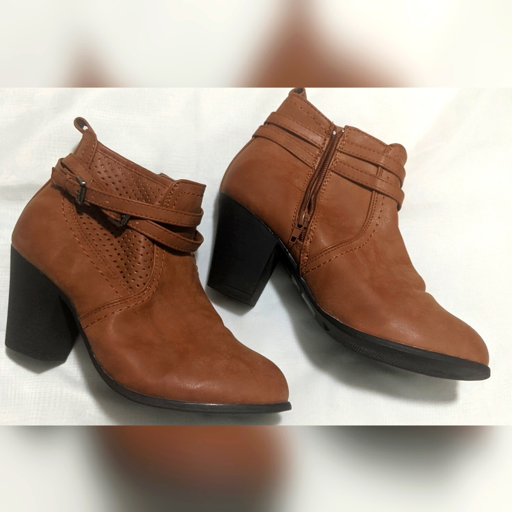 Blue Suede Shoes Block Heel Ankle Booties